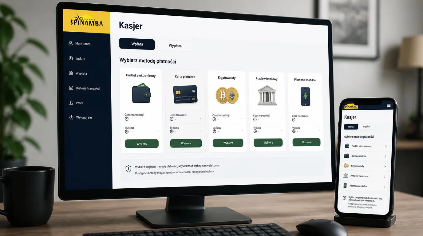 Panel kasy z kartą płatniczą, portfelem elektronicznym, przelewem i kryptowalutami