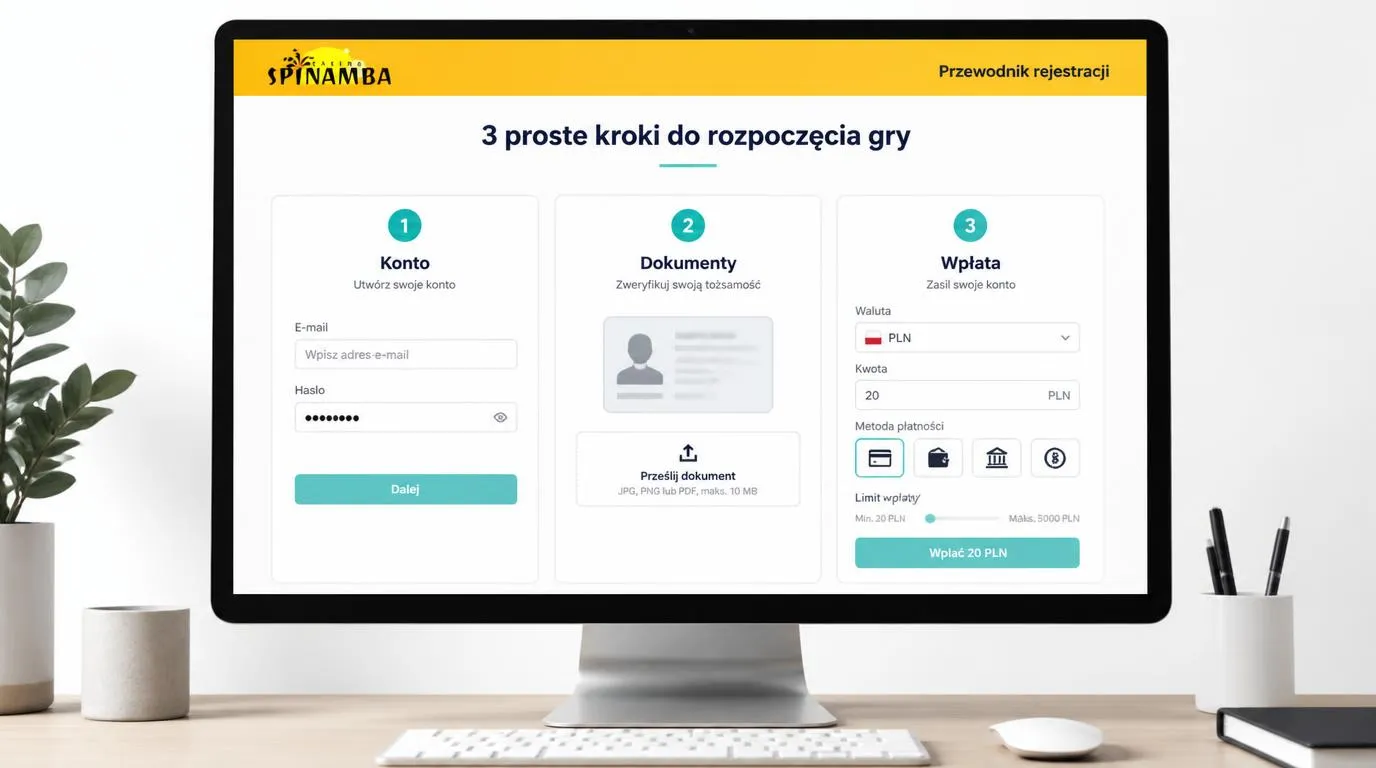 Panel rejestracji konta, przesyłania dokumentów KYC i pierwszej wpłaty w PLN